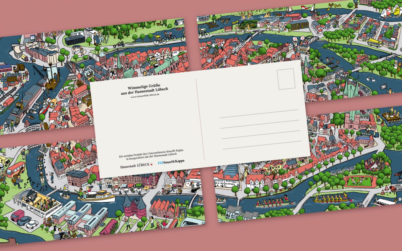 Wimmelbild Lübeck Postkarten